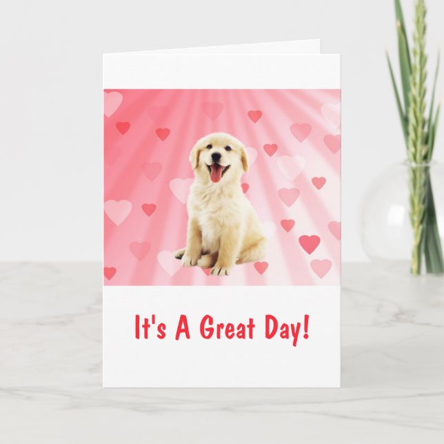 Tarjeta Festiva Feliz El día de San Valentín de Cachorros (Anverso)