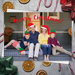 Tarjeta Festiva Feliz equipo navideño con foto de Gorras móviles