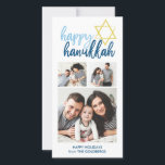 Tarjeta Festiva Feliz escritura moderna de Hanukkah 3 vacaciones f<br><div class="desc">Celebra las vacaciones con esta moderna tarjeta de fotos.</div>