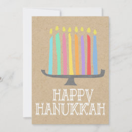 Tarjeta Festiva Feliz etiqueta de regalo de Hanukkah menorah