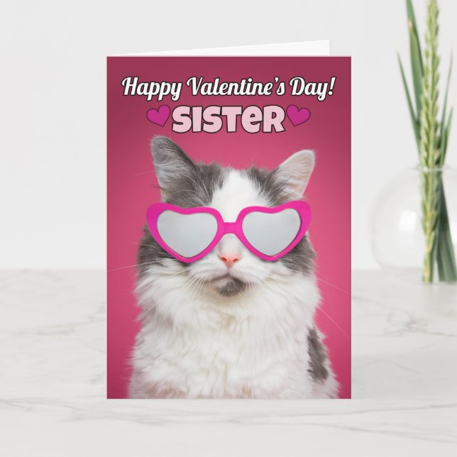 Tarjeta Festiva Feliz felino de San Valentín (Anverso)