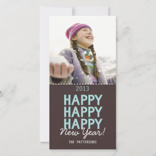 Tarjeta Festiva Feliz Feliz Feliz Año Nuevo Fotomontaje