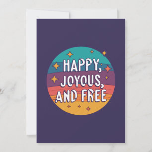 Tarjeta Festiva Feliz, feliz, libre, motivacional, Inspirador