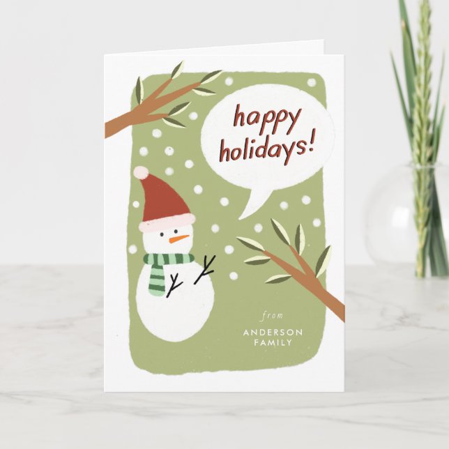 Tarjeta Festiva Feliz feriado a Snowman (Anverso)