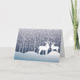 Tarjeta Festiva Feliz feriado ciervo en la nieve