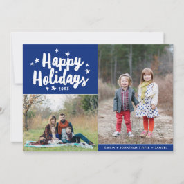 Tarjeta Festiva Feliz feriado con la mano marcada 2 festividades