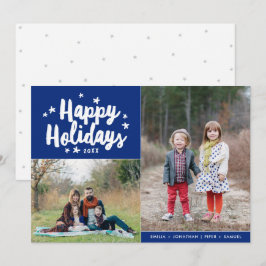 Tarjeta Festiva Feliz feriado con la mano marcada 2 festividades
