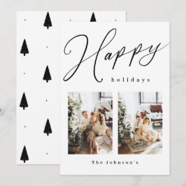 Tarjeta Festiva Feliz feriado de fotos en blanco y negro