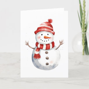 Tarjeta Festiva Feliz feriado de Navidades adorables Snowman BLANK