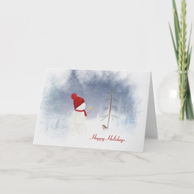 Tarjeta Festiva Feliz feriado de nieve con estrella (Anverso)
