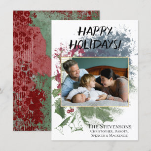 Tarjeta Festiva Feliz feriado Foto de Moda Grunge de Navidades m