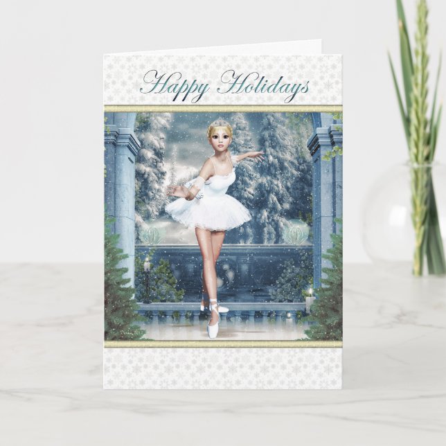 Tarjeta Festiva Feliz feriado Frost Princess Ballerina Card (Anverso)