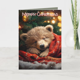 Tarjeta Festiva Feliz feriado Navidades Slumbing Bear