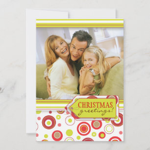 Tarjeta Festiva Feliz feriado Polka Dot Two Photo Card