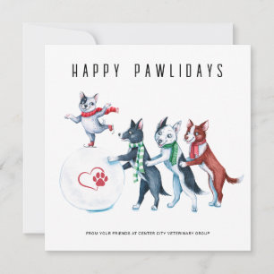 Tarjeta Festiva Feliz feriado veterinario de Pawlidays