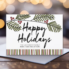 Tarjeta Festiva Feliz feriado Whimsical Pine Branch Non-Photo
