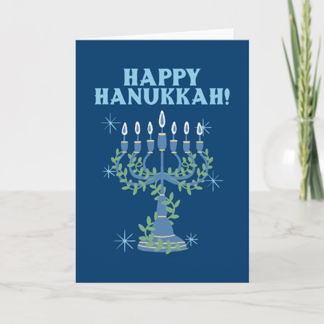 Tarjeta Festiva Feliz Festival Hanukkah de la Luz Menorah (Anverso)