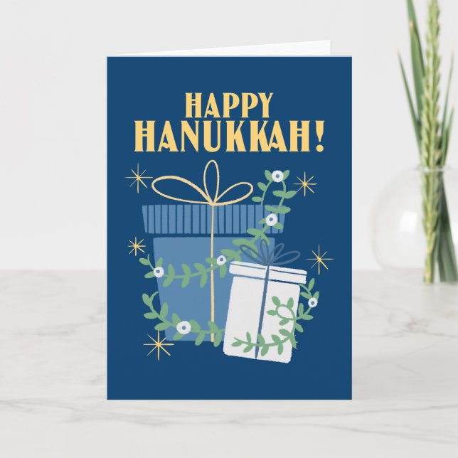 Tarjeta Festiva Feliz Festival Hanukkah de regalos de luz (Anverso)
