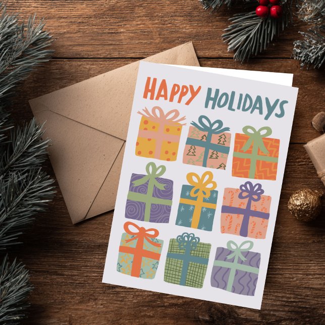 Tarjeta Festiva FELIZ FESTIVAL Regalos Navidades PERSONALIZADO man (HAPPY HOLIDAYS Gifts Christmas CUSTOM Hand-Drawn Holiday Card
)