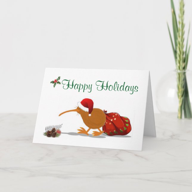 Tarjeta Festiva FELIZ FESTIVIDAD CON Kiwi (Anverso)