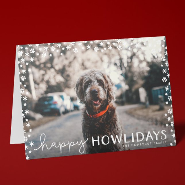 Tarjeta Festiva Feliz Festividad de Felices Fiestas de la Mascota  (folded Christmas photo card for dog lovers with photo and printed custom message inside)