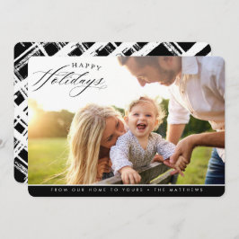 Tarjeta Festiva FELIZ FESTIVIDAD FOTO elegante caligrafía negro