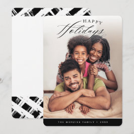 Tarjeta Festiva FELIZ FESTIVIDAD FOTO moderna caligrafía negro