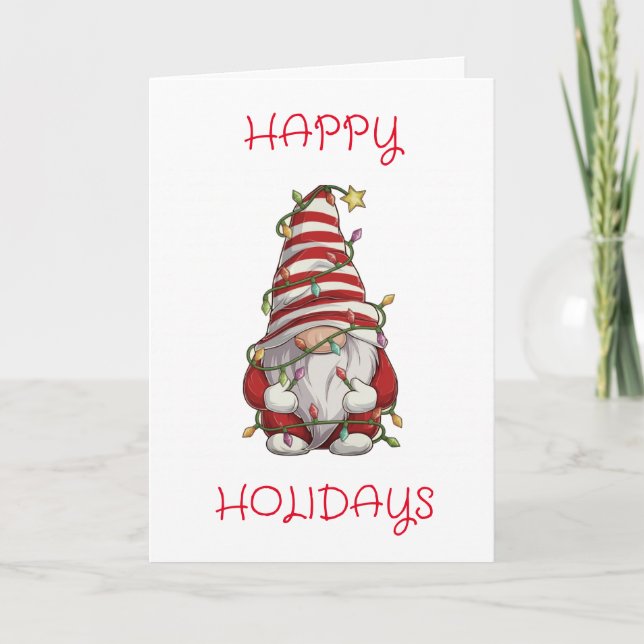 TARJETA FESTIVA FELIZ FESTIVIDAD POR "USTED" DE FESTIVE GNOME (Anverso)