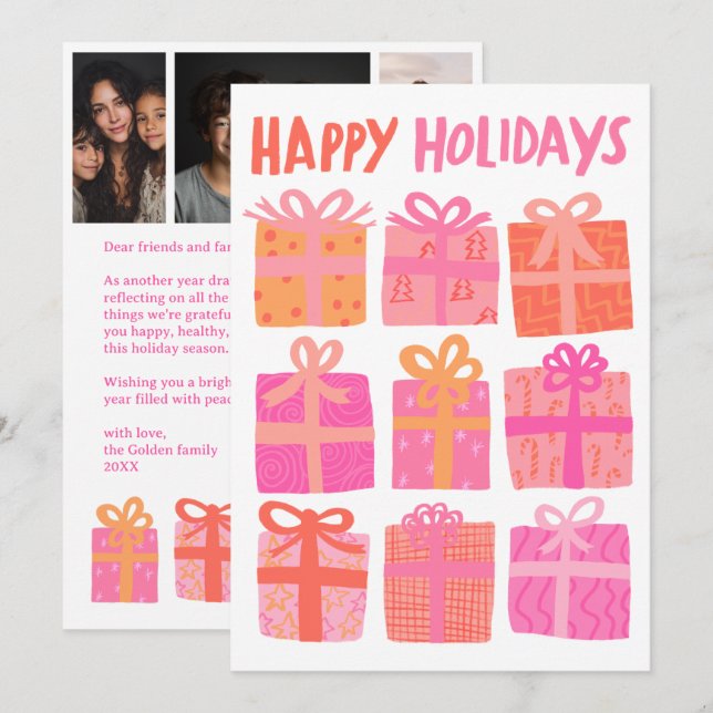 Tarjeta Festiva FELIZ FESTIVIDAD Regalos Navidades PERSONALIZADO 3 (Anverso / Reverso)