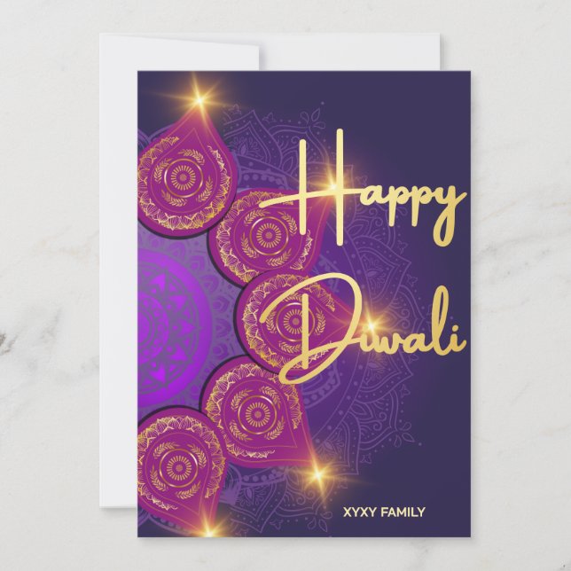 Tarjeta Festiva Feliz fiesta india Diwali (Anverso)