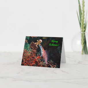 Tarjeta Festiva Feliz Fishmas Hawkfish