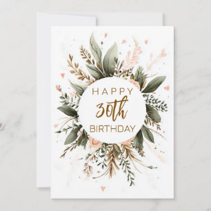 TARJETA FESTIVA FELIZ FLORAL DE BOHO EDITABLE CUMPLEAÑOS