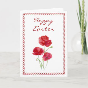 Tarjeta Festiva Feliz Flower Red Poppy Flower Garden Art