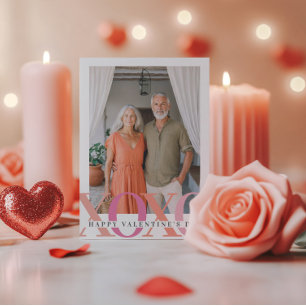 Tarjeta Festiva Feliz foto rosa moderna de San Valentín