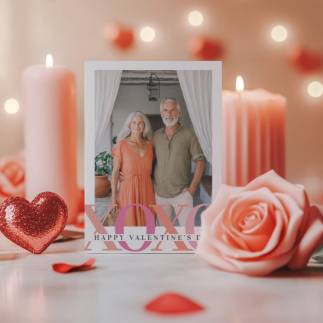 Tarjeta Festiva Feliz foto rosa moderna de San Valentín (Subido por el creador)