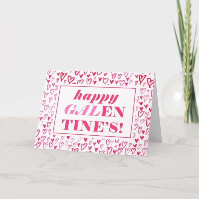 Tarjeta Festiva Feliz Galentine | Corazones acuarelas (Anverso)