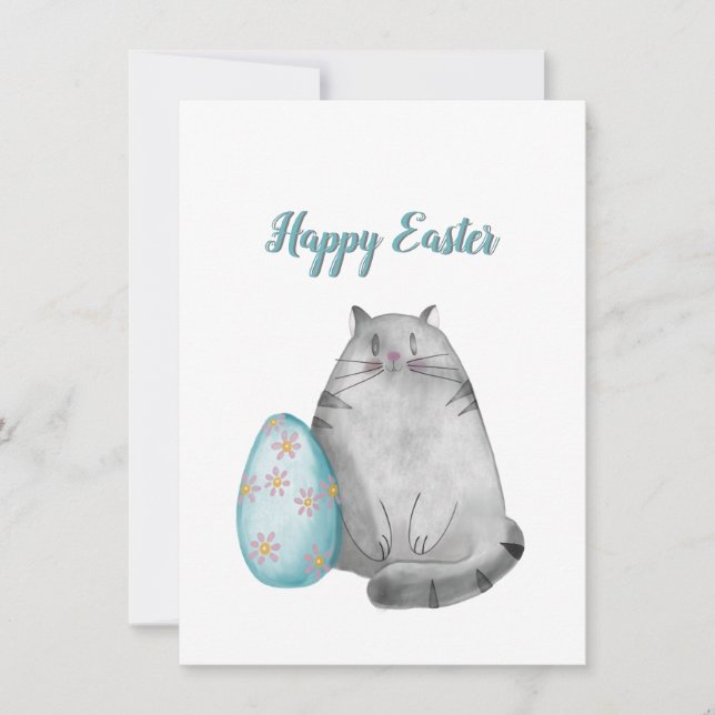 Tarjeta Festiva Feliz Gato de Agua de Pascua (Anverso)