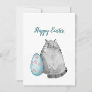 Tarjeta Festiva Feliz Gato de Agua de Pascua