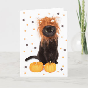Tarjeta Festiva Feliz Gato Gatito Gatito Negro de Halloween con di