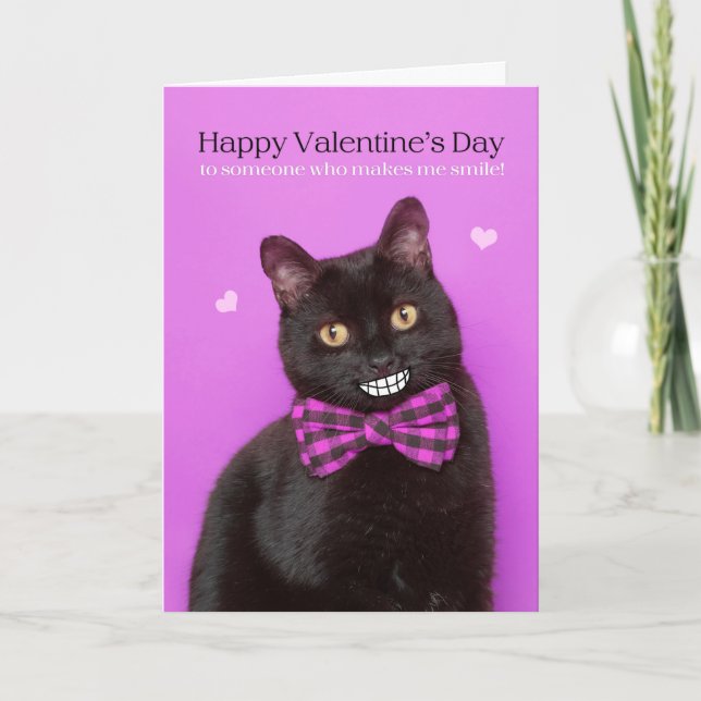 Tarjeta Festiva Feliz gato gracioso del día de San Valentín con gr (Anverso)
