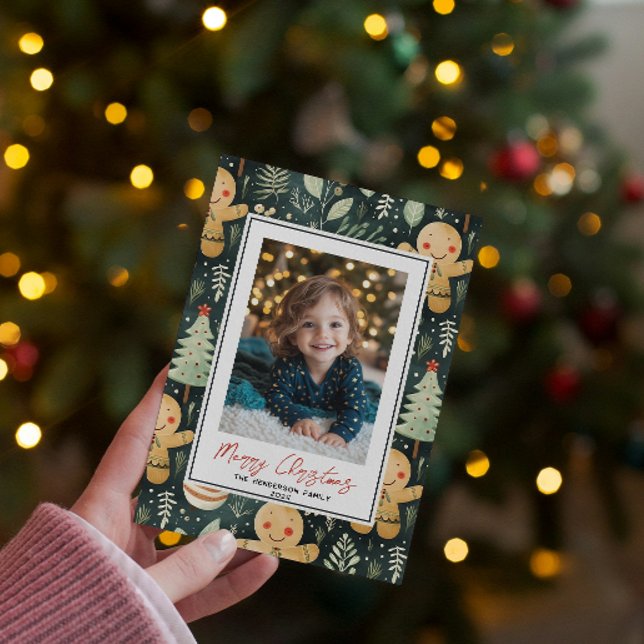 Tarjeta Festiva Feliz Gingerbread Man Personalizados Navidades Fot (Subido por el creador)