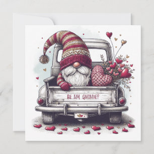 Tarjeta Festiva Feliz Gnome del Día de San Valentín