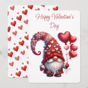 Tarjeta Festiva Feliz Gnome del Día de San Valentín