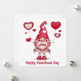 Tarjeta Festiva Feliz Gnome del Día de San Valentín
