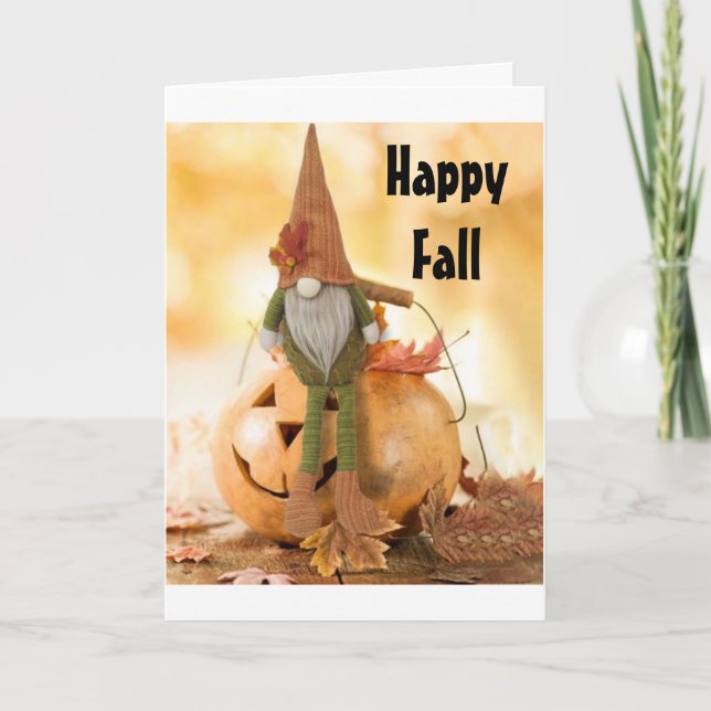 TARJETA FESTIVA FELIZ GNOME - ¡FELIZ CAÍDA/GRACIAS! (Anverso)