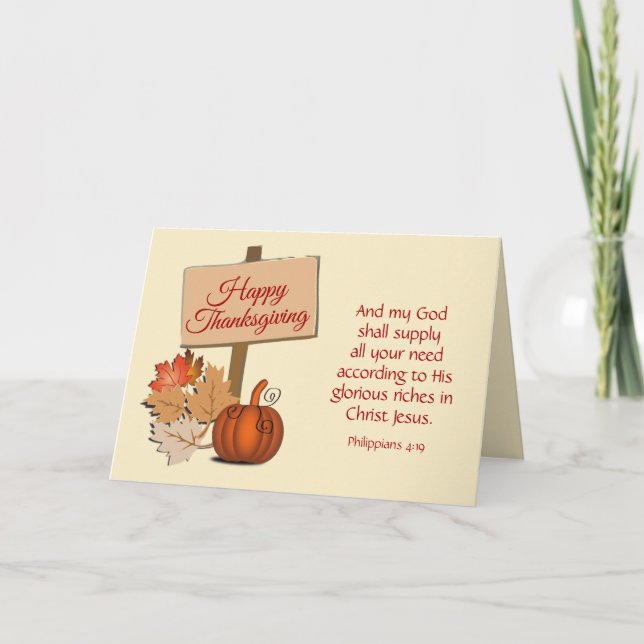 Tarjeta Festiva FELIZ GRACIAS A Mi Dios Daré A Phil 4:19 (Anverso)