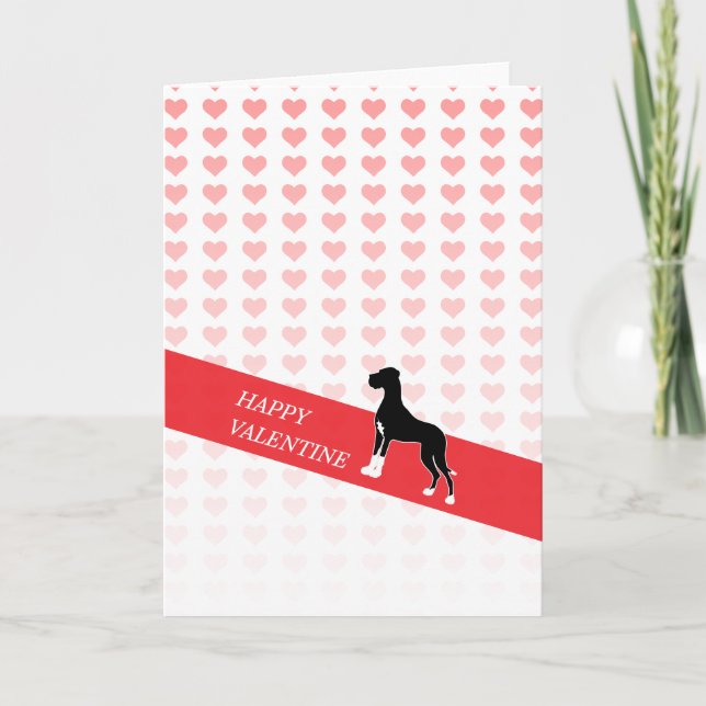 Tarjeta Festiva Feliz Gran Danés de San Valentín (Anverso)