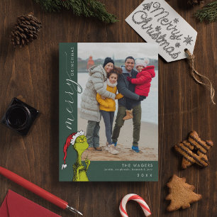 Tarjeta Festiva Feliz Grinchmas Foto Familiar