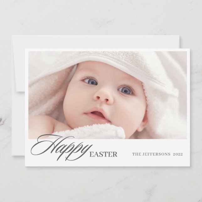 Tarjeta Festiva Feliz Guión de Pascua Foto Mínima (Anverso)