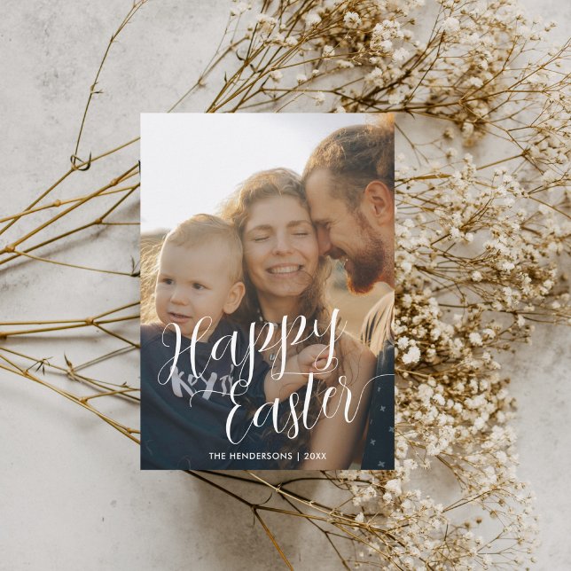 Tarjeta Festiva Feliz Guión Moderno de Pascua (Subido por el creador)